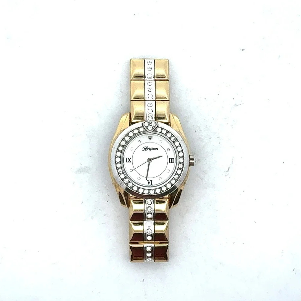 Retired Brighton Dana Point Gold Tone Stainless Steel Rhinestone Accented Watch